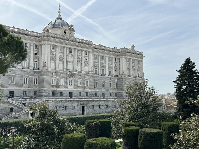 Royal Palace and Sabatini Gardens — example of Madrid park life